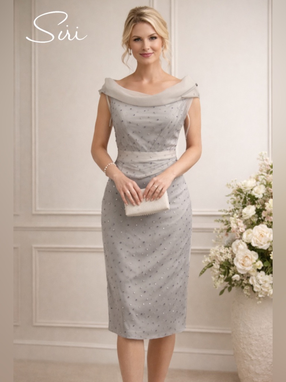 NWT Siri Smoke Beaded Tulle Cocktail Dress Ruched Formal MOB Wedding,Size 10